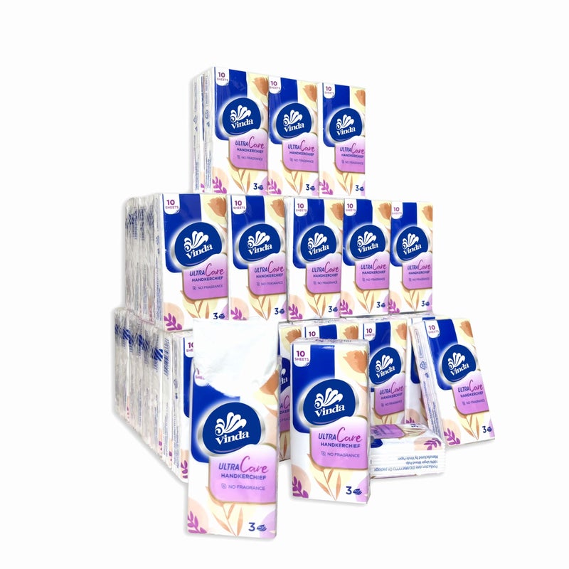 Vinda 3Ply Ultra Care TravelSize Pocket Tissues 80 Packs of 10 UltraSoft Facial Tissue Perfect for Travel Work School Daily Use